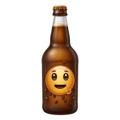 cerveza en botella con grano de cafe al lado sticker