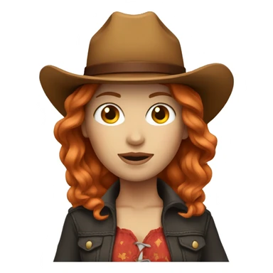 White women with ginger red hair in a cowgirl outfit sticker