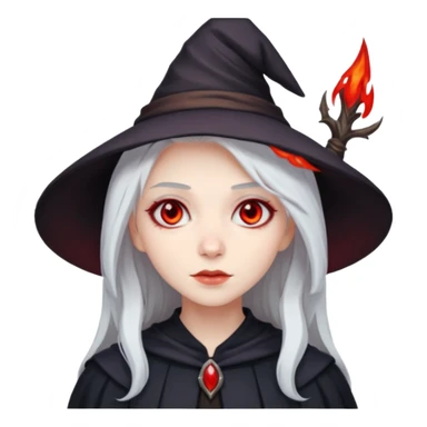Young witch with white hair and red eyes  sticker
