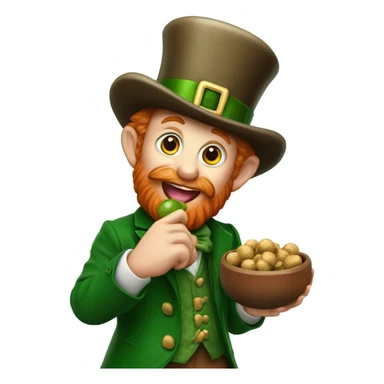Leprechaun eating a buckeye sticker