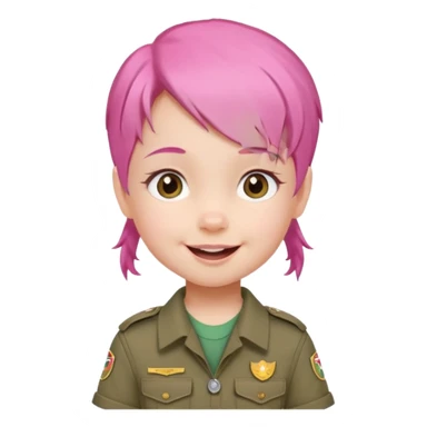 very small baby scout girl with pink hair sticker