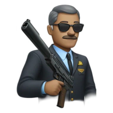 Un mec chauve à lunettes avec un Gun sticker