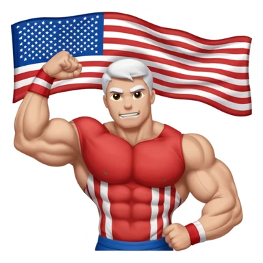 American flag flexing muscles sticker