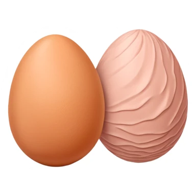 two skin tone peachy beige-pink egg shaped balls/spheres, both same size and same color, add a bumpy, loose, wrinkly skin texture with folds to both.  sticker