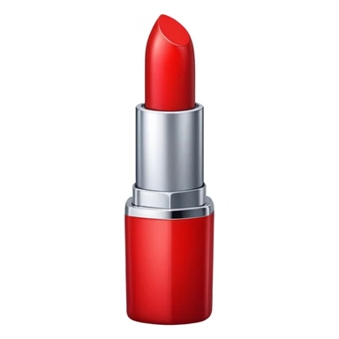 Generate a high-quality emoji of a red lipstick, realistic shape and color, smooth gradient colors, no facial features, simple white background, high-resolution.
 sticker