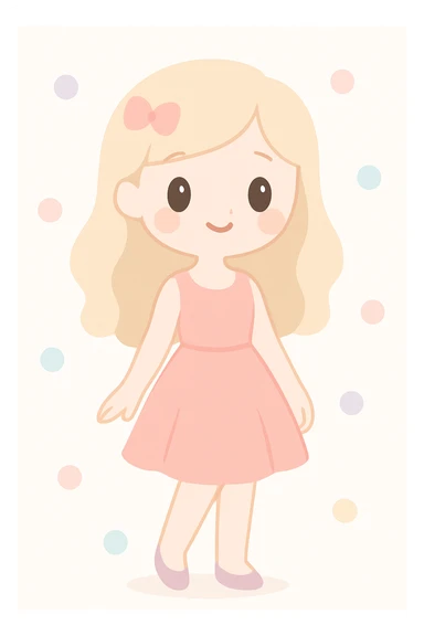 a beautiful white girl wearing a stylish pink dress, standing gracefully, modern illustration sticker
