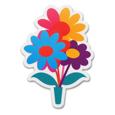 Big colorful flowers bouqet sticker