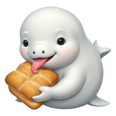 A beluga eating sweet bread  sticker