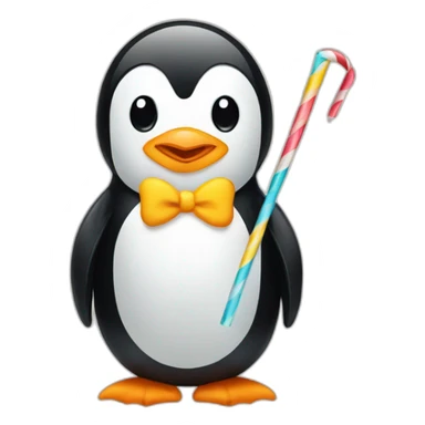Penguin with a straw in its mouth sticker