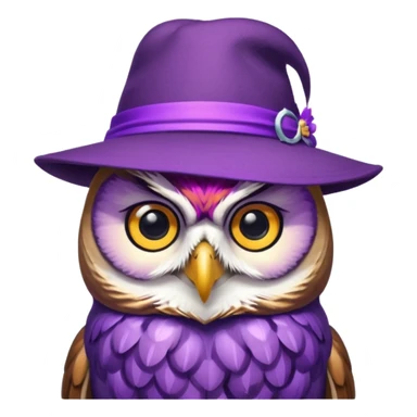 owl wear purple with hat sticker