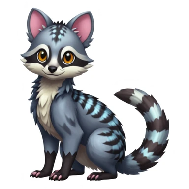 Colorful tropical exotic cute cool beautiful shiny beautiful fantasy-civet-genet-sergal-vernid-Gryphon-Cacomistle-Trico-oncilla-animal-Fakémon-hybrid-fursona (full body) sticker
