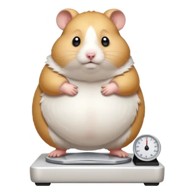 fat hamster big belly stepping on a broken scale looking guilty with a tear sticker