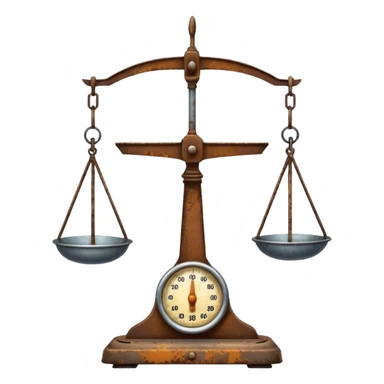 An emoji in ios style of an unbalanced old scale sticker