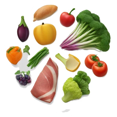 White Plate with different groups of food: vegetables, fruits, carbohydrates, meat & fats sticker