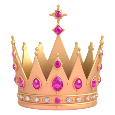 3D gothic crown with pink jewels, intricate and regal sticker