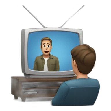 man watching TV sticker