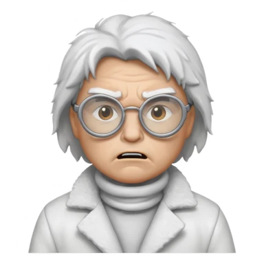 eskimo glasses, white coat, angry, grey face sticker