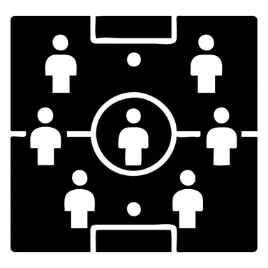 Change the layout to 4v4 with eight players total, four per team. Make all player icons solid white color. Keep the rest of the field and style unchanged. sticker