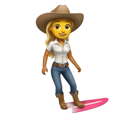 White Cowgirl surfing sticker
