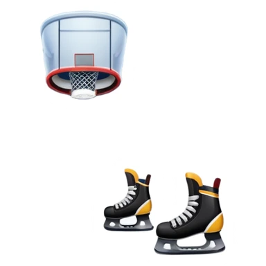 An icon showing a hockey stick, puck, skates, and goalposts on the ice. The background features a large hockey stadium with cheering fans, bright lights, and a snowy landscape visible through the arena. sticker