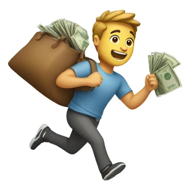 Guy running with moneybag sticker