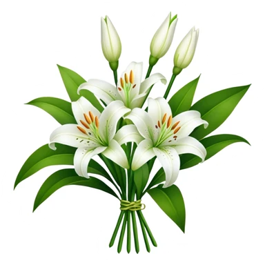 bouquet White Lily, luxuriant, stem, leaf, bud sticker