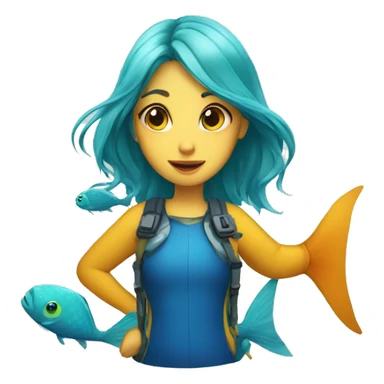 girl as a fish  sticker