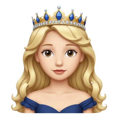 Princess in Navy Dress with Tiara, long wavy Blonde Hair sticker