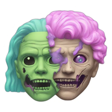 Vaporwave person, half person face half zombie face sticker