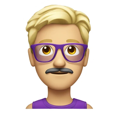 Blond guy with mustache and purple glasses, looking cool sticker