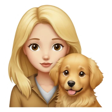 blonde girl with golden retriever dog sticker