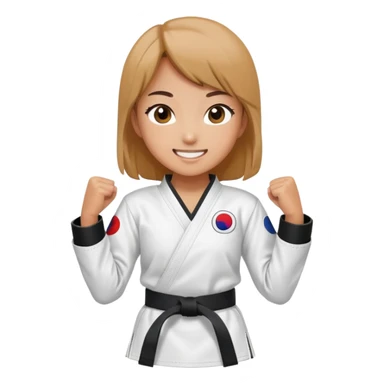 Taekwondo Korean girl with a black belt smiling  sticker