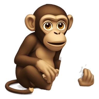 Monkey play computer games  sticker
