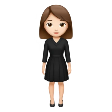 asian young woman brown-haired in black daily dress  sticker
