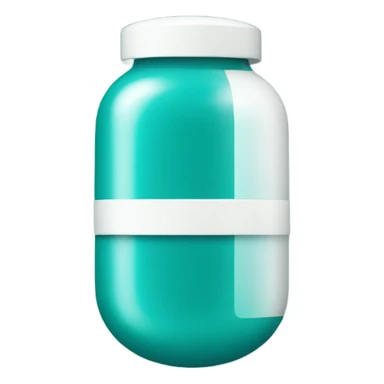 teal and white medicine capsule sticker