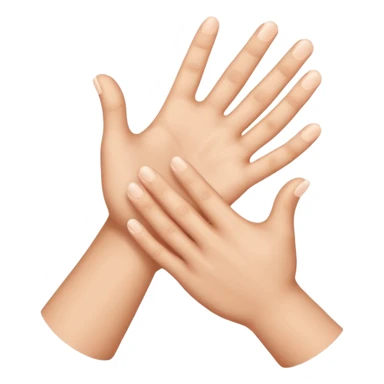 Create an Apple-style emoji of two hands pressed together in a praying gesture. The hands should be simplified, smooth, and cartoon-like, with soft gradients and glossy highlights typical of iOS emojis. Show only the hands, with no arms or background. The hands are join, like a clap. sticker