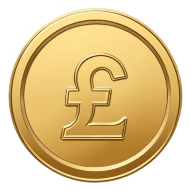 Minimal line-art icon of a single coin with a pound sign (£) in the middle, clean modern style, front-facing, simple outlines, no background, transparent, represents “income / profit / earnings sticker