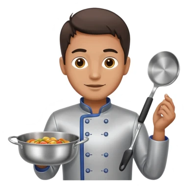 man holding cooking pan sticker