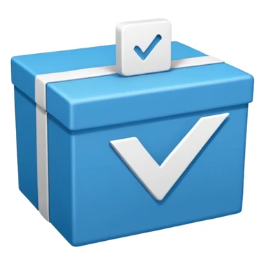 Side way check mark in bule box 2d not 3d sticker