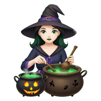 witch preparing poison sticker
