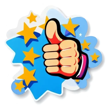 thumbs up and five star sticker