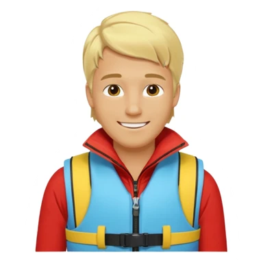 Jek Ski emoji Man on the Jek Ski blone hair Red lifevest, JekSki is BXW720 light blue yellow sticker