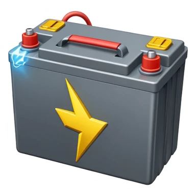 car battery with lightning emoji on top sticker