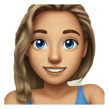 selfie of a girl indoors with blue eyes and freckles smiling sticker