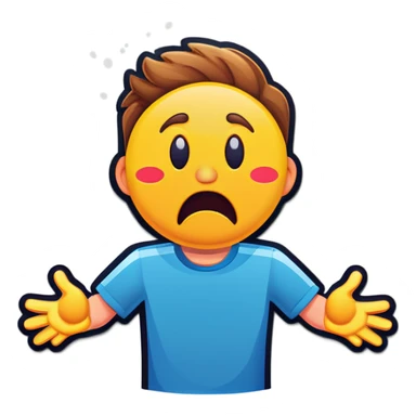 Confused emoji with his hands up in air sticker