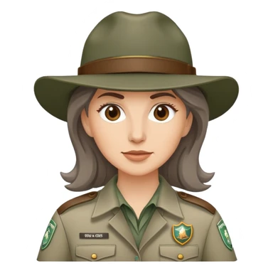 white woman park ranger with brown and gray hair sticker