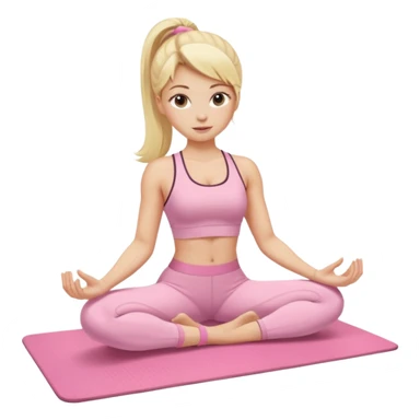 A blonde white Pilates girl in light pink clothes with fitness mat sticker