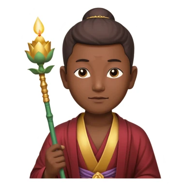 asian man with lotus, scepter, buddhism, lotus sticker
