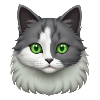 one dark grey and white cat and one completely solid dark grey cat with green eyes and white paws sticker