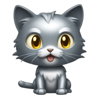 Looks hard cartoon metalic steel kitty like pokemon sticker